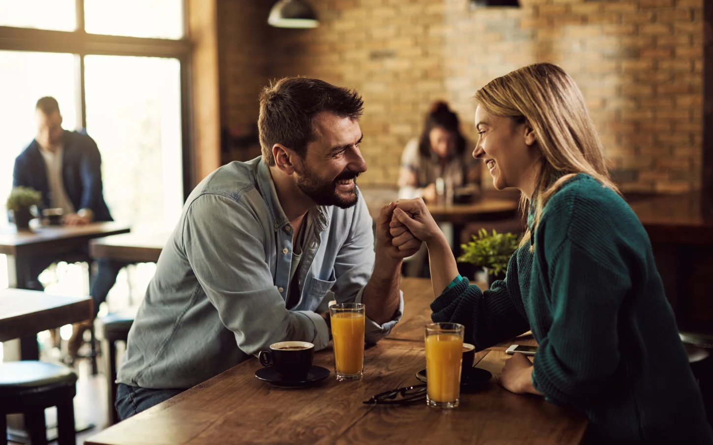 Couple spending quality time together and talking on a date